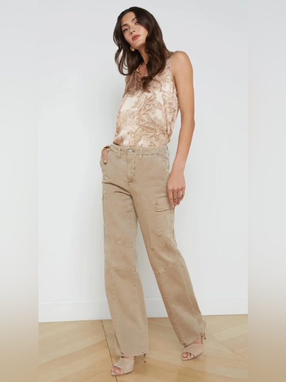 L'AGENCE Brooklyn High-Rise Utility Wide-Leg Cargo Pants - Size 25 - Picture 1 of 7